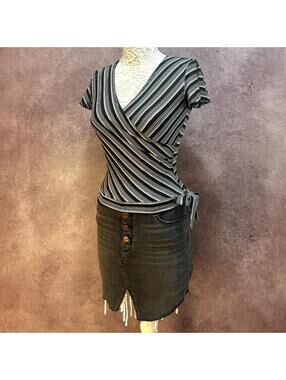Vintage IZ Byer Y2K Striped Wrap Blouse
